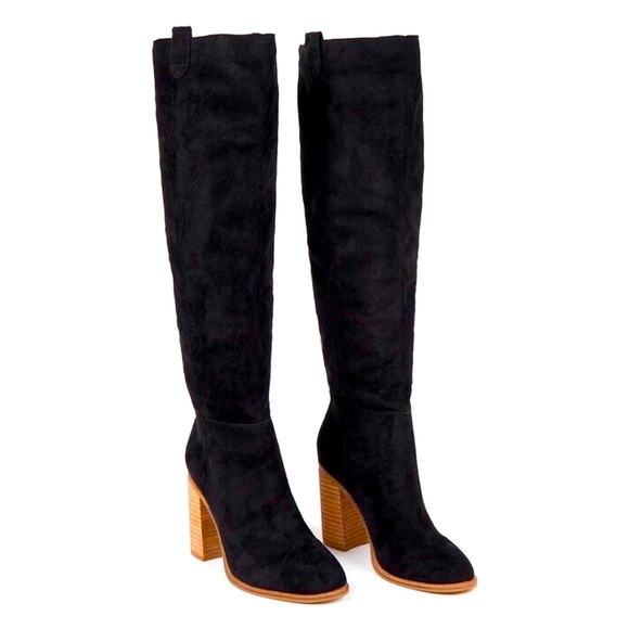 Altar’d State Black Suede Knee-High Boots - Picture 1 of 3